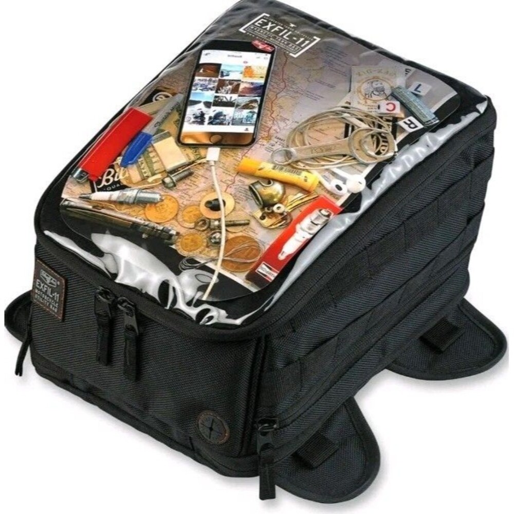 BILTWELL EXFIL-11 MAGNETIC MOTORCYCLE TANK UTILITY BAG- 7L CAPACITY -EUC -